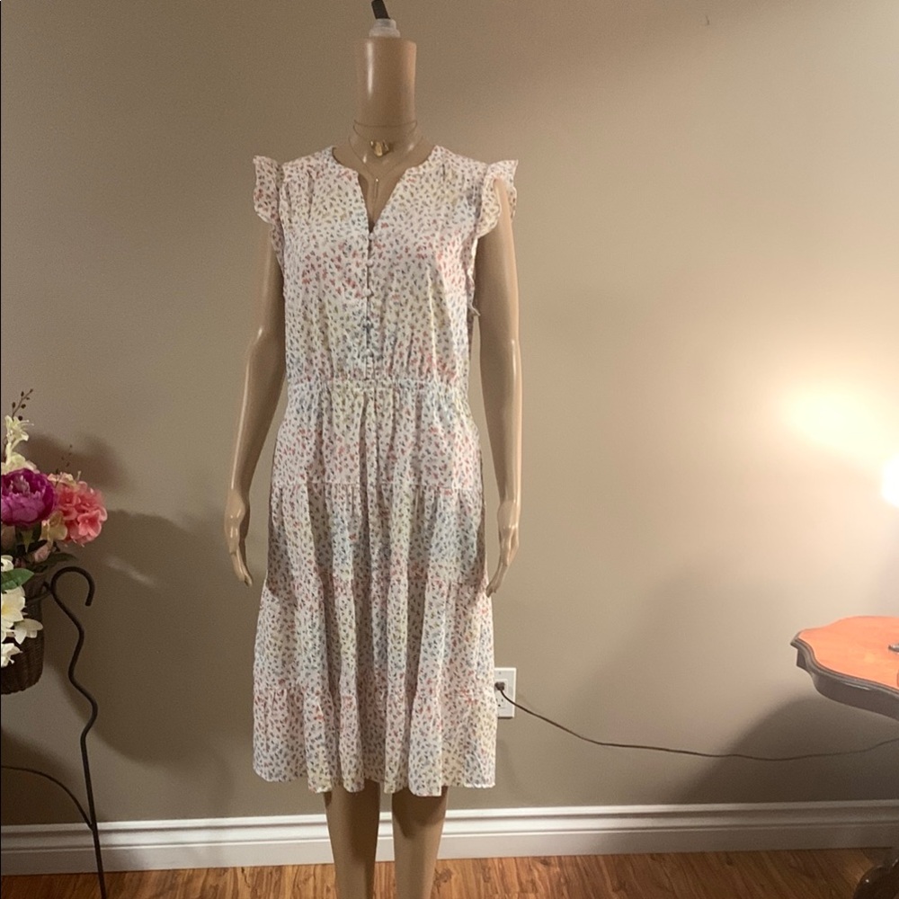 George Ruffled Tiered Midi Cotton Sundress Size Large